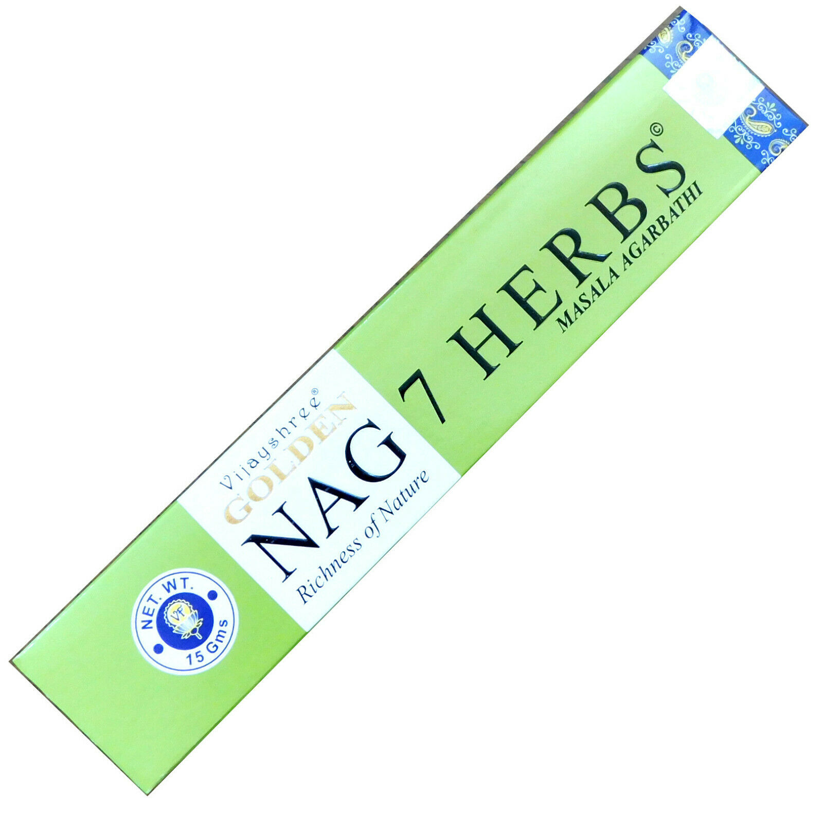 Bild von Räucherstäbchen Golden Nag 7 Herbs von Vijayshree 15g Packung. Ca. 15 Incence Sticks