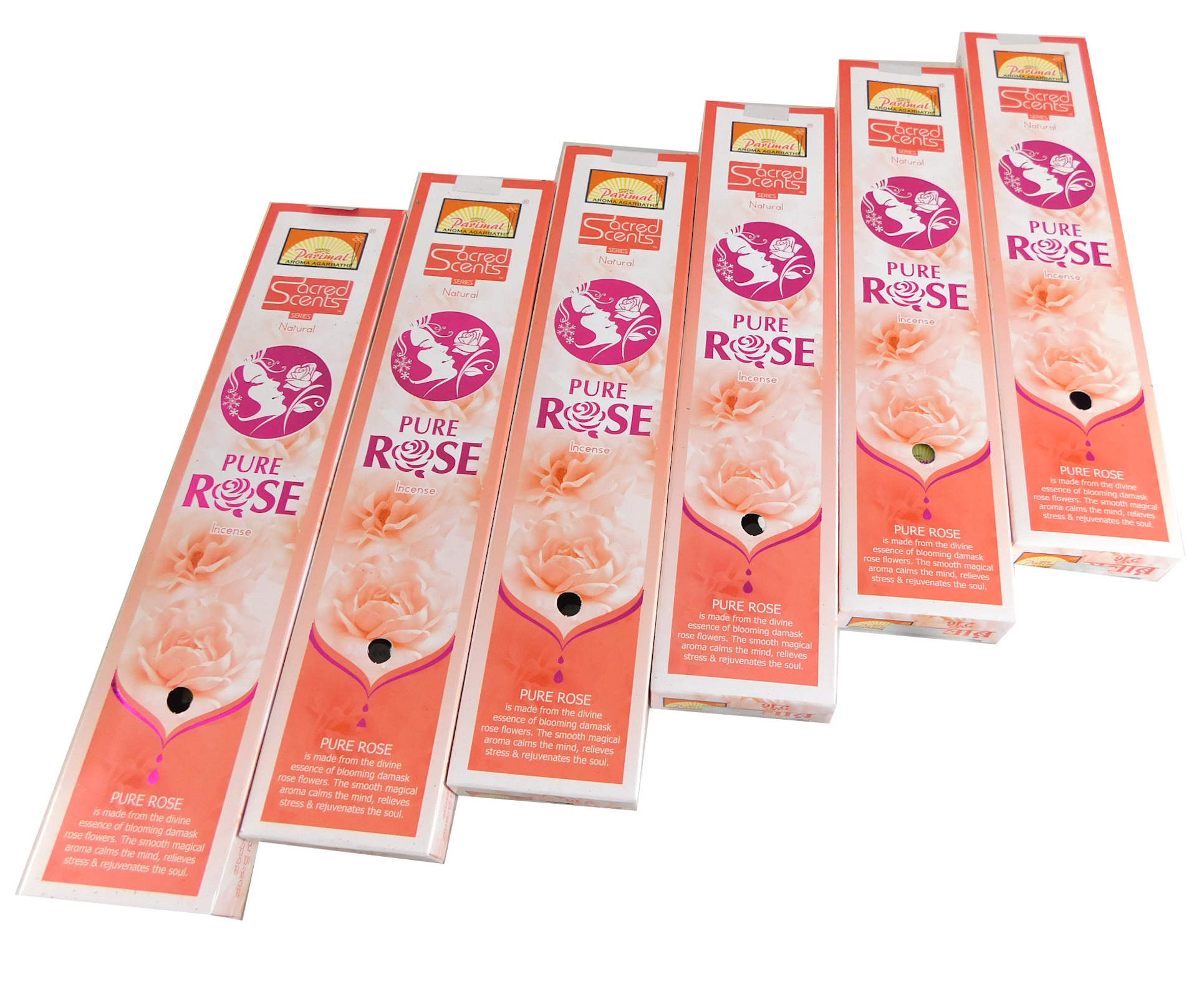 Bild von Räucherstäbchen Parimal Sacred Scents Pure Rose Premium Masala Sticks Box mit 6 Packungen