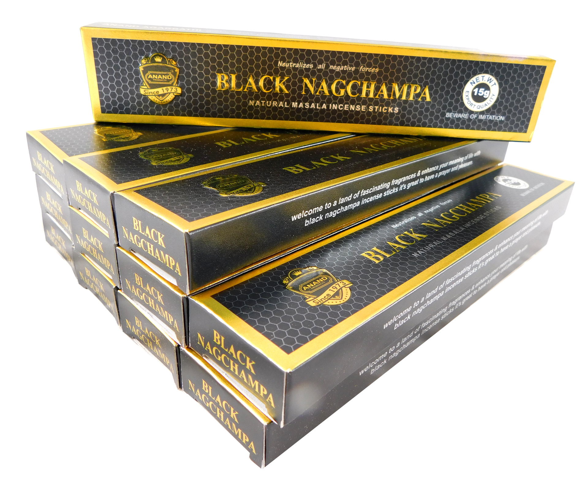 Räucherstäbchen Anand Black Nag Champa Big Pack 12 Packungen a 15g. Ca. 180 Incence Sticks