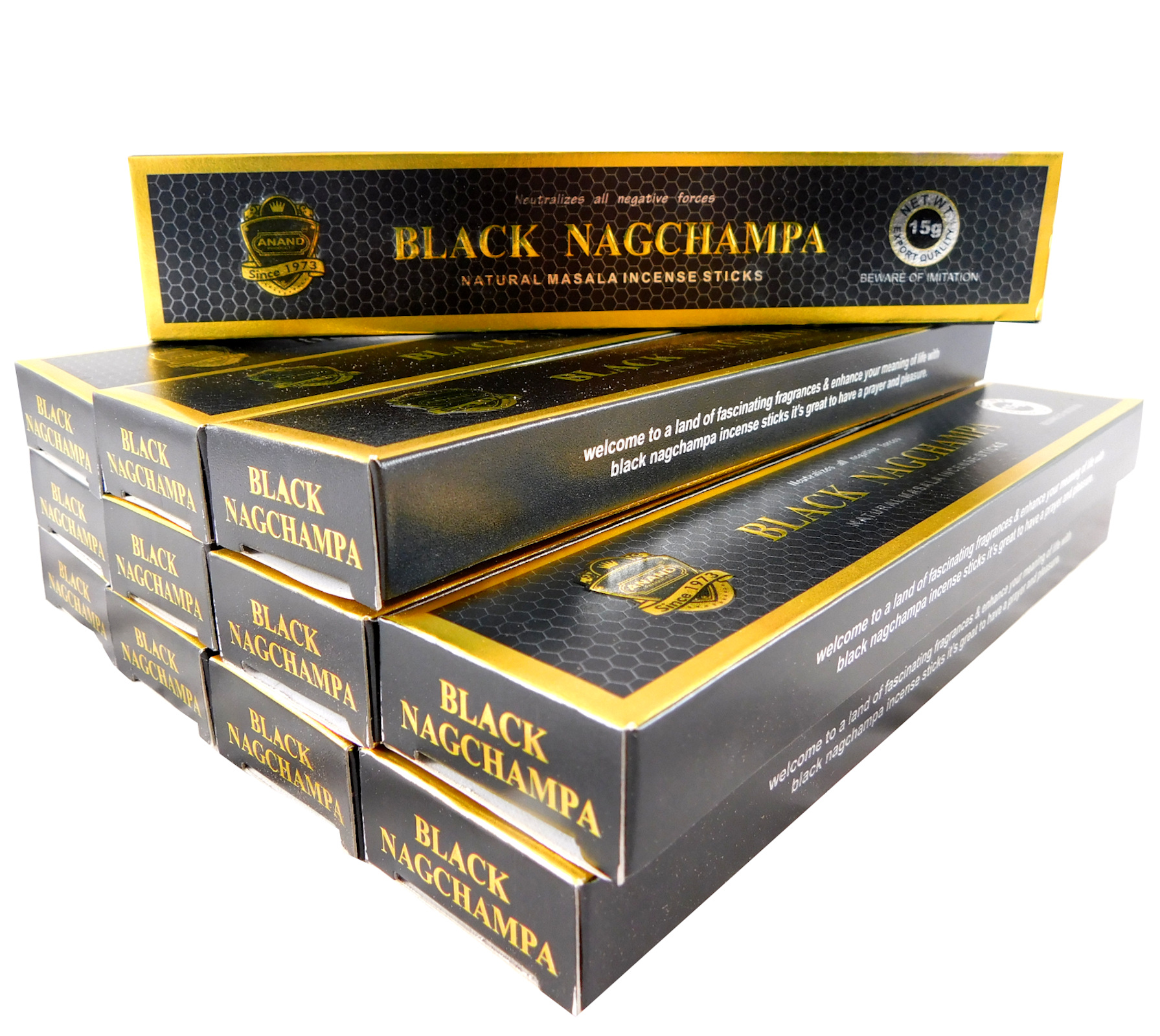 Räucherstäbchen Anand Black Nag Champa Big Pack 12 Packungen a 15g. Ca. 180 Incence Sticks, Bild 2
