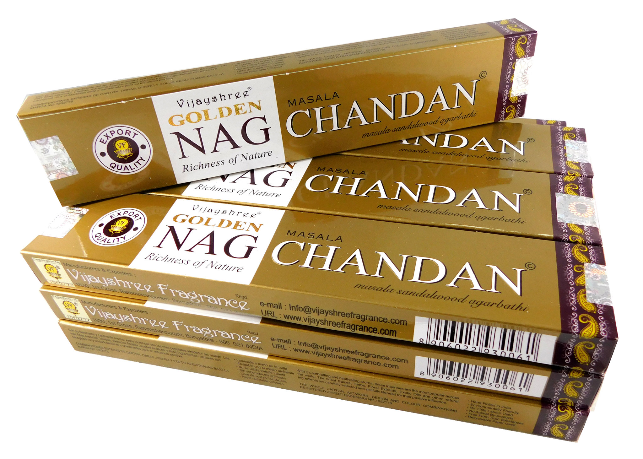 Vijayshree Räucherstäbchen Golden Nag Chandan 12 Packs a 15g, Bild 2