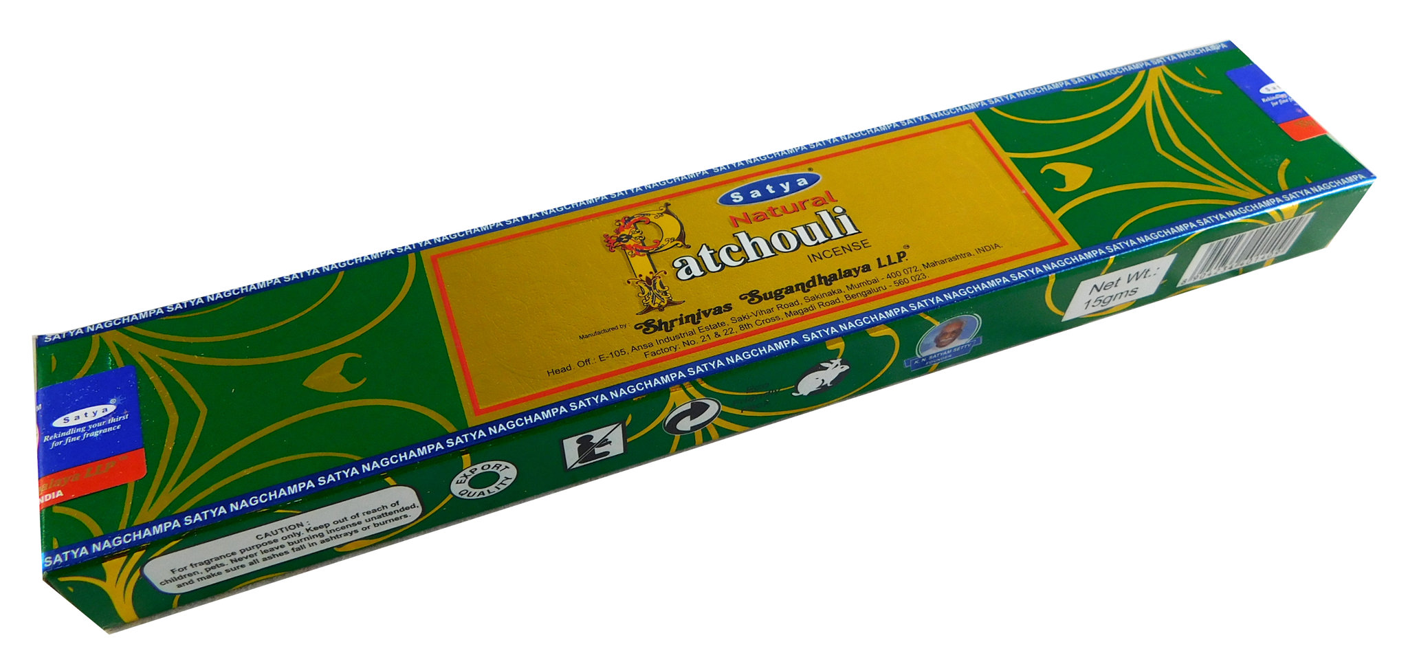 Räucherstäbchen Natural Patchouli von Satya 15g Packung. Ca. 15 Incence Sticks